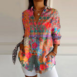 top blouses : Chemise femme légère et colorée à boutons, style bohème chic in Colorée van Seroa