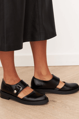 Loafers : Angela Black Buckle Loafers Leather New-In in van Seroa