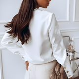 top blouses : Blouse Asymétrique Boutonnée en Satin Femme in van Seroa