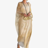 Dresses : Maxi Robe Femme Effet Marbre Élégante - Robe Longue d'Été Unique in Amarello van Seroa
