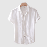 top blouses : Chemise Blanche Femme Lin Manches Courtes in Blanc van Seroa