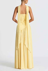 Maxi Dress : Robe longue fluide fendue femme - Élégante, confortable, sans bretelles avec ruban in van Seroa
