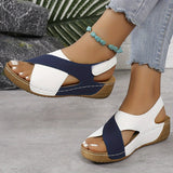 sandals : Sandales Compensées Femme Cuir Noir – Confort Premium & Soutien Voûte Plantaire in Bleu van Seroa