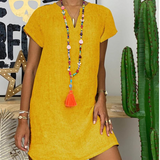 Midi Jurken : Livena | Coton et Lin Robe pour Femmes in Jaune van Seroa