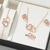 other : Parure Bijoux Femme Argent Strass 5 Pièces Collier Boucles Bague in Ensemble en or rose van Seroa