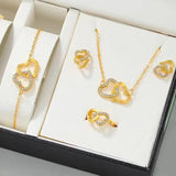 other : Parure Bijoux Femme Argent Strass 5 Pièces Collier Boucles Bague in Ensemble doré van Seroa