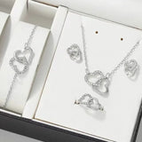 other : Parure Bijoux Femme Argent Strass 5 Pièces Collier Boucles Bague in Ensemble argenté van Seroa