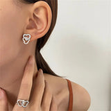 other : Parure Bijoux Femme Argent Strass 5 Pièces Collier Boucles Bague in van Seroa