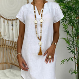 Midi Jurken : Livena | Coton et Lin Robe pour Femmes in Esprit van Seroa
