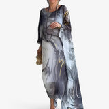 Dresses : Maxi Robe Femme Effet Marbre Élégante - Robe Longue d'Été Unique in Grigio van Seroa
