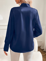 top blouses : Chemisier en Satin à Manches Longues avec Nœud Lavallière Femme in van Seroa