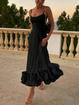 dresses : Robe Femme Élégante Midi in Noir van Seroa