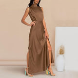 dresses : Robe Maxi Femme en Satin Élégante pour Soirée - Plusieurs Couleurs Disponibles in van Seroa