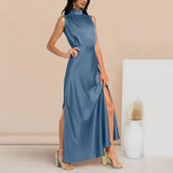 dresses : Robe Maxi Femme en Satin Élégante pour Soirée - Plusieurs Couleurs Disponibles in van Seroa