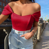 top blouses : Ensemble Femme Élégant Top Corset in Rouge van Seroa