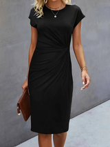 dresses : Robe Midi Femme Ajustée Élégante Chic - Idéale Soirée & Cocktail in Noir van Seroa