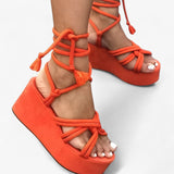 Sandals : Sandales à Lacets Femme en Cuir Noir - Confortables et Élégantes in van Seroa