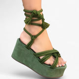 Sandals : Sandales à Lacets Femme en Cuir Noir - Confortables et Élégantes in van Seroa