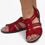 Sandals : Sandales Femme Confortables et Élégantes en Cuir Noir avec Talon Compensé Bas in van Seroa