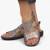 Sandals : Sandales Femme Confortables et Élégantes en Cuir Noir avec Talon Compensé Bas in van Seroa