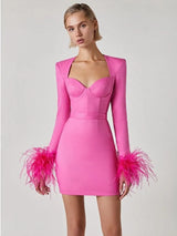 dresses : Robe Femme Mini Structurée Luxe in Rose van Seroa