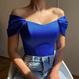 top blouses : Ensemble Femme Élégant Top Corset in Bleu van Seroa