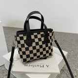 bags : Sac A Main Femme Laine in Noir à carreaux van Seroa