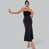 dresses : Robe Femme Élégante Satin in Noir van Seroa