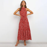 dresses : Robe Midi Fluide Femme Élégante - Parfaite pour l'Été, Cérémonie ou Soirée in Rouge van Seroa