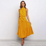 dresses : Robe Midi Fluide Femme Élégante - Parfaite pour l'Été, Cérémonie ou Soirée in Jaune van Seroa