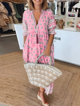 Robes : Robe Femme Casual Mi-longu Confort in Rose van Seroa