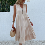 dresses : Robe Midi d'Été Sans Manches à Boutons et Coupe Décontractée Femme in Abricot van Seroa