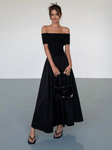 dresses : Robe Maxi Femme Épaules Dénudées in Noir van Seroa