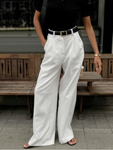 skirts : Pantalon taille haute à jambes larges avec plis Victoria Femme in van Seroa