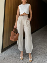 skirts : Pantalon Fluide Femme Jean Taille Haute Élégant in van Seroa