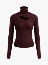 top blouses : Top Femme Élégant Col Roulé Asymétrique in Bourgogne van Seroa