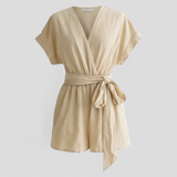 Combinaisons : Combinaison Femme Pantalon Large Fluide Habillement Chic in Beige van Seroa
