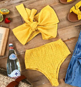 Maillots de bain pour femmes : Bikini Femme Bandeau Doré Élégant Maillots de bain pour femmes in Jaune van Seroa