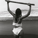 Maillots de bain pour femmes : Pantalon Fluide Femme Élégant Doré in van Seroa