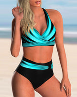 Bikinis : Ensemble Femme Élégant Doré in Rayé bleu van Seroa