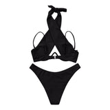 swimwear : Sexy Maillot de Bain à Découpes avec Col Halter et Design à in Noir van Seroa