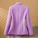Autumn Collection : Blazer Femme Tailleur Pantalon Chic Tweed Élégant Satin Satiné in van Seroa