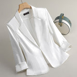 Autumn Collection : Blazer Élégant en Satin pour Femme Autumn Collection in Blanc Perle van Seroa