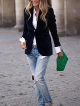 Autumn Collection : Blazer Velours Femme Cintrée - Veste Élégante Douce pour Soirée, in van Seroa