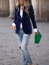 Autumn Collection : Blazer Velours Femme Cintrée - Veste Élégante Douce pour Soirée, in van Seroa