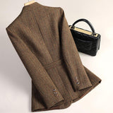 Autumn Collection : Blazer Femme en Laine Noir avec Dentelle Élégante - Veste Chic et in van Seroa