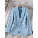 Blazers pour femmes : Blazer Femme Polyester Franges Accessoires in Bleu van Seroa