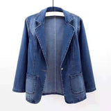 Autumn Collection : Blazer Femme Bleu Marine Coton Ajustée in Bleu van Seroa