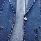 Autumn Collection : Blazer Femme Bleu Marine Coton Ajustée in van Seroa