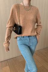Autumn Collection : Blouse Femme Manches Longues Col Rond Laine in Khaki van Seroa